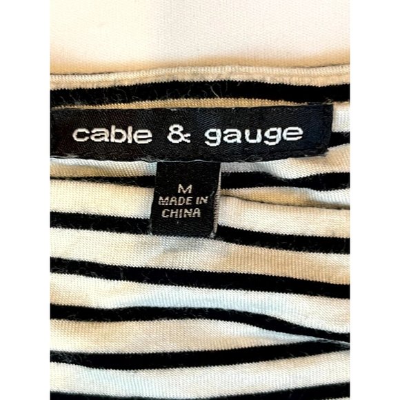 Cable & Gauge Women Cold Shoulder Top Striped Boat Neck Black White Size Medium - Picture 5 of 7